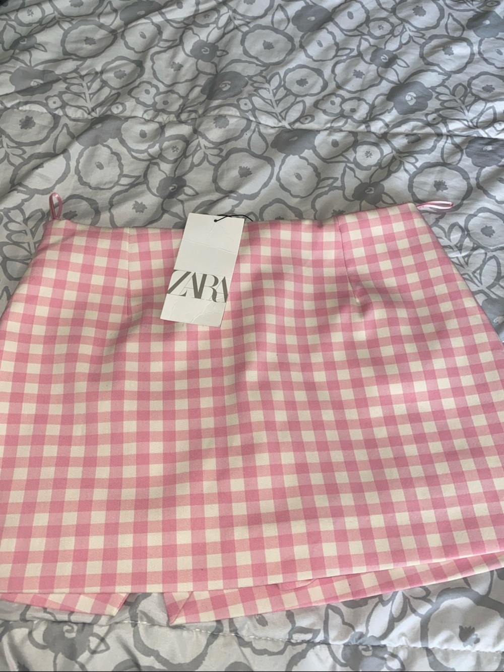 Zara Pink and White Gingham Mini Skirt - Picture 3 of 4